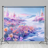 Aperturee - Aperturee Floral Snow Mountain Natural Scene Backdrop For Photo